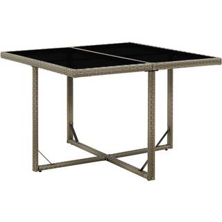 havebord 109x107x74 cm polyrattan og glas grå