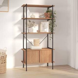reol med skab 80x40x163 cm 5 niveauer stål og konstrueret træ
