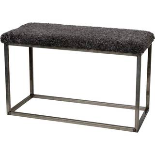 Skinnwille, Palle Bænk fåreskind 80x35 cm Darkgrey/Steel