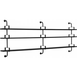 Gubi - Démon - 3 fästen, Trä: Svartbetsad Ask, Bredd: 215 cm, 3 hyllplan - Væghylder - Mathieu Matégot - Sort - Træ