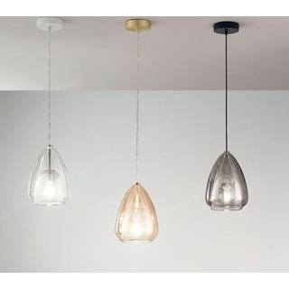 Britton hængelampe, 1 lyskilde, grå-transparent, glas