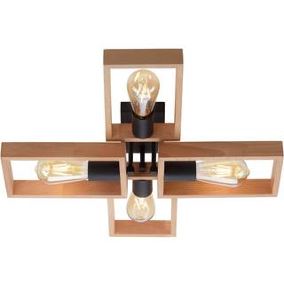 Loftslampe med ramme af træ, fire lys