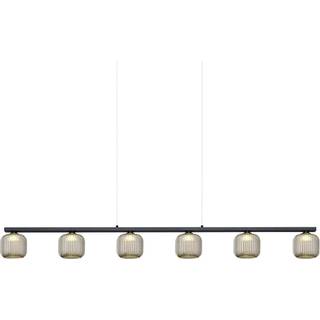 Loft LED-pendel med røgfarvet glas, seks lys