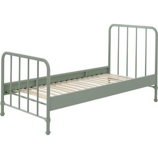 Seng 90 x 200 cm Bronxx – olivengrøn metal, industrielt design