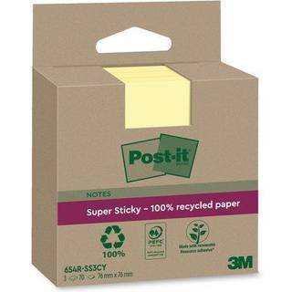 Post-it SS Canary Yellow 76x76 Recycl (3stk), 3M 7100285104, 8 pakker