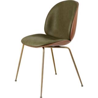 GUBI Beetle betrukket stol valnød Antik messing/Leather Army