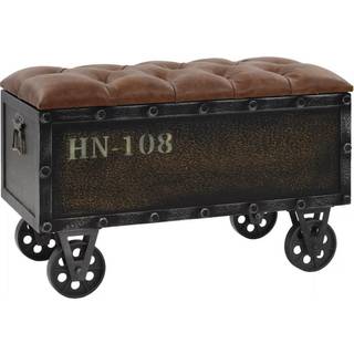 Opbevaringsbænk 80,5X41X50 Cm Massivt Træ Og Kunstlæder