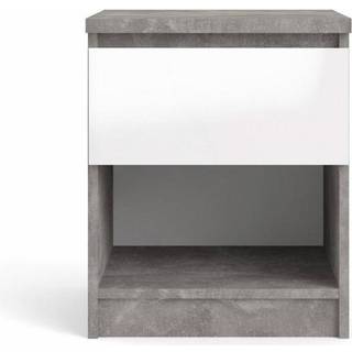 Nada natbord med 1 skuffe og 1 hylde beton dekor/hvid højglans.