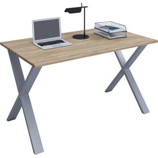 Lona skrivebord 140x80 cm X-stel Sonoma eg dekor, sølvfarvet.