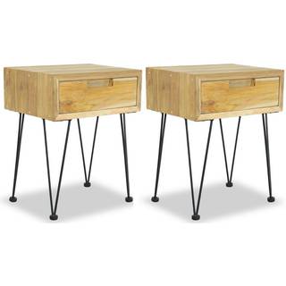 sengeborde 2 stk. 40x30x50 cm massivt teaktræ