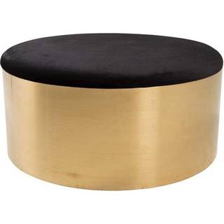 Puff puf, fodskammel Ø75cm velour sort, messing.
