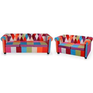 Chesterfield sofasæt 2 dele stof