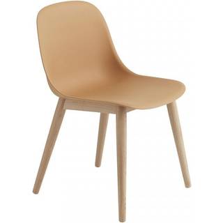 Muuto Fiber Spisestol Træunderstel /mørkbejdset Eg - Stole Genanvendt Plastik Sort - 58963