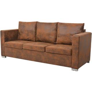 2-Personers Sofa 137 X 73 X 82 Cm Kunstigt Ruskindslæder - 3-sædet