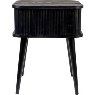 Træ-natbord Barbier med skydedør og rillet front