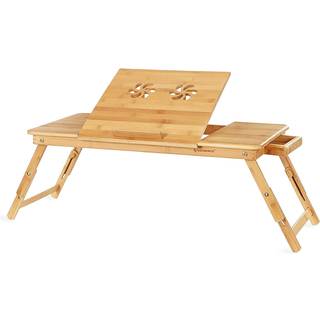 SONGMICS Bamboo Laptop-skrivebord, foldbart sengebord, til venstrehåndede