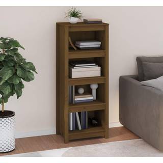 bogreol 50x35x125,5 cm massivt fyrretræ gyldenbrun