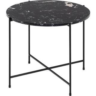 Avila hjørnebord Ø52 cm marmor dekor sort.