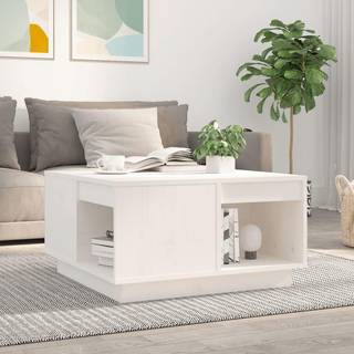 sofabord 60x61x32,5 cm massivt fyrretræ hvid