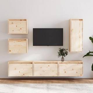tv-skabe 6 dele massivt fyrretræ
