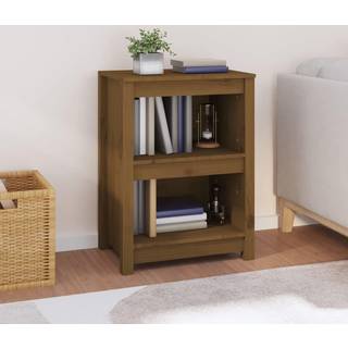 bogreol 50x35x68 cm massivt fyrretræ gyldenbrun