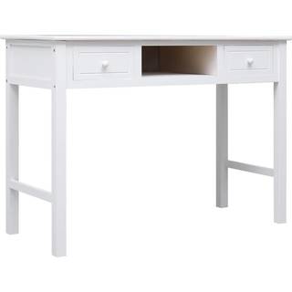 skrivebord 108x45x76 cm massivt kejsertræ hvid