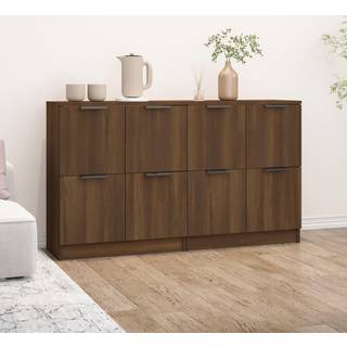 skænke 2 stk. 60x30x70 cm konstrueret træ brun egetræsfarve