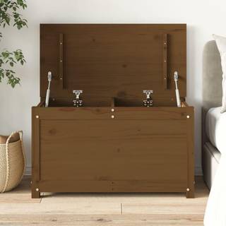 opbevaringskasse 80x40x45,5 cm massivt fyrretræ gyldenbrun