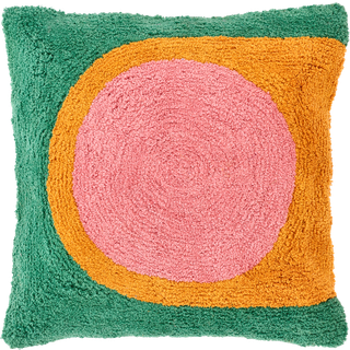 Styles Pude, Grøn/ Orange/ Rosa, 45x45 cm