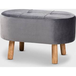 Baxton Studio Simone Mid-Century Modern Gray Velvet Stof polstret træ osmannisk