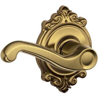 Schlage F10 Fla 609 Brk Brookshire Collection Flair Passage Lever Antik messing