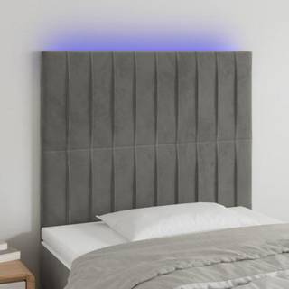 sengegavl med LED-lys 80x5x118/128 cm fløjl lysegrå
