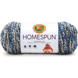 Lion Brand Homespun 790-602C Blue Moon Indhold: 98% akryl, 2% polyester Vægt/længde: 170 g = ca. 169 meter Anbefalede pinde: 6.00 mm Strikkefasthed: 10 x 10 cm = 14 m x 20p Vask: Maskinvask 40°C.