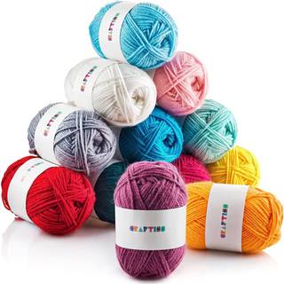 CRAFTISS 12X50G Akrylgarn Skeins - 1300 meter bl?dt garn til h?kling og strikning af h?ndv?rksprojekt Assorteret Starter Crochet Kit Garn Bulk ti