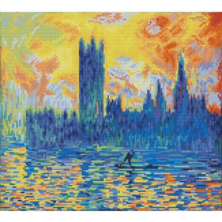 Diamond Dotz London Parlament om vinteren (apr? S Monet) Landskab Diamond Maleri Kits til voksne - Diamond Art Kits Et afslappende kreativt håndv
