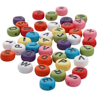 Runde Bogstavperler - Assorterede Farver, 500g