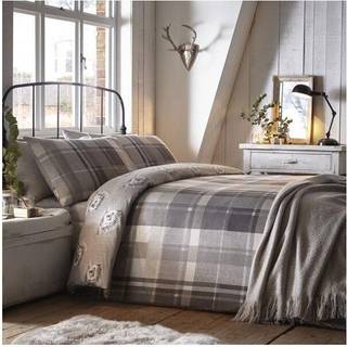 Dreams & Drapes Dreams & Drapes Grey Colville Check Brushed 100% Cotton Duvet Cover and Pillowcase Set