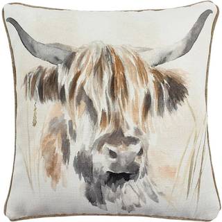 Evans Lichfield Evans Lichfield Multicolour Watercolour Highland Cow Printed Polyester Filled Cushion