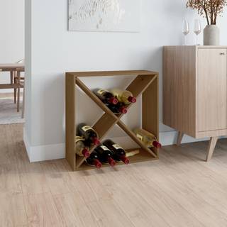 vinreol 62x25x62 cm massivt fyrretræ gyldenbrun