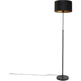 Gulvlampe sort med fløjlskærm sort med guld 35 cm - Parte