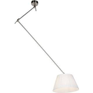 Stål pendellampe med cremefarvet plisseret skærm 35 cm - Blitz