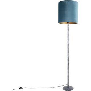 Gulvlampe antik grå fløjlsskærm blå 40 cm - Simplo