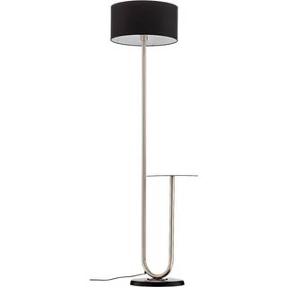 Gulvlampe Pongo med stofskærm og hylde