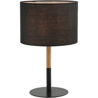20214 tekstil-bordlampe, metal/lyst træ, sort