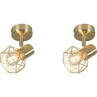 Sæt med 2 art deco spotlights messing, der kan drejes og vippes - Mosh 1