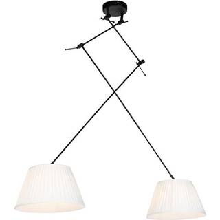 Pendellampe sort med plisserede skærme creme 35 cm 2-lys - Blitz