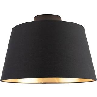 Loftslampe med bomuldslampeskærm sort med guld 32 cm - Combi Black