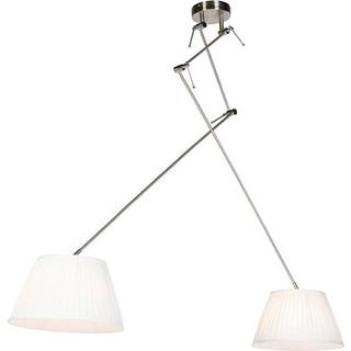 Stål pendellampe med plisserede skærme creme 35 cm 2-lys - Blitz