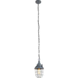 Hængelampe Ebbe, grå, metal, glas, E27