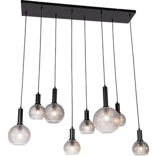 Design pendellampe sort med røgglas 8-lys - Chico
